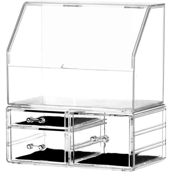 Acrylic Cosmetic Display Cases With Lid Dustproof Waterproof for Bathroom - Picture 1 of 6